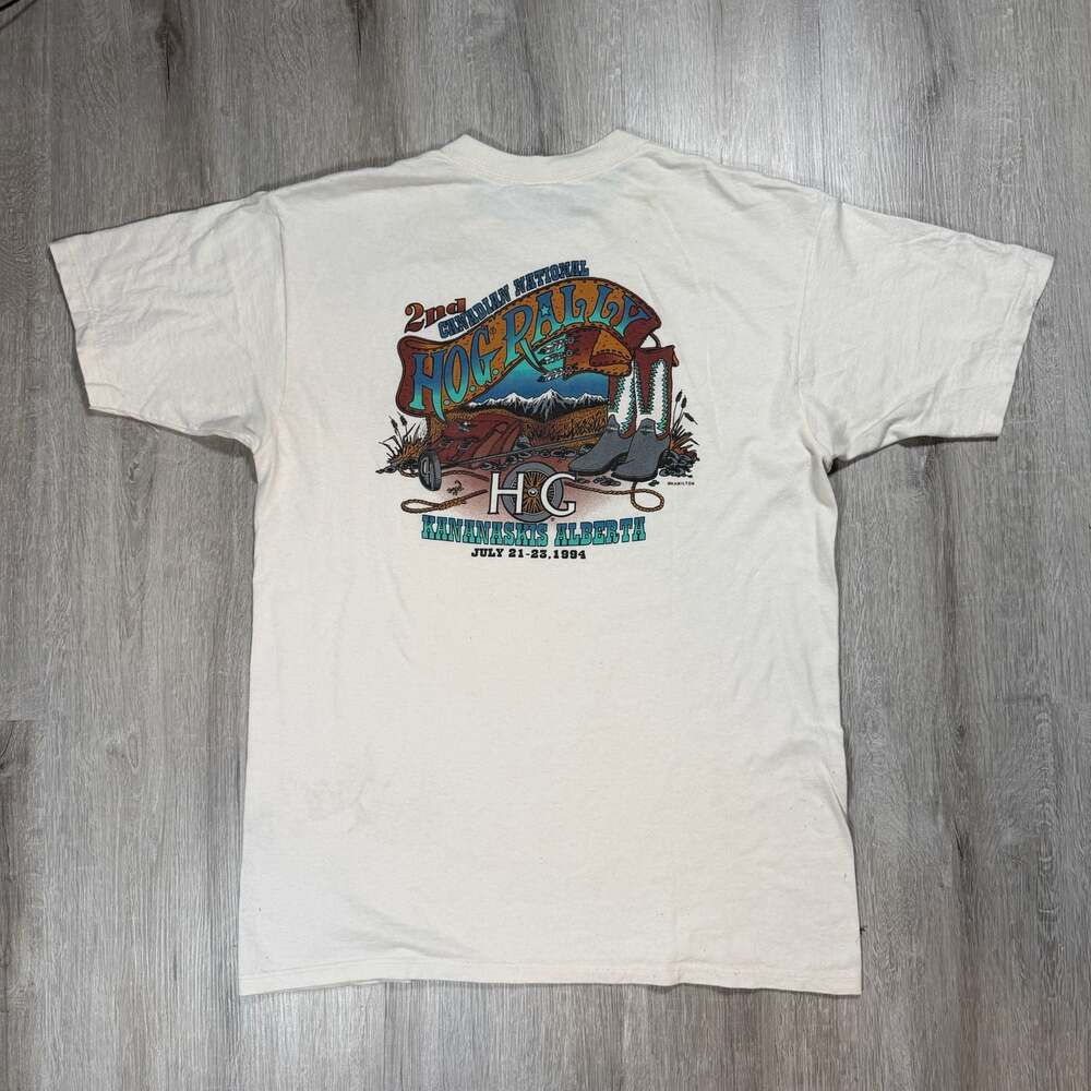 Vintage 1994 Harley-Davidson 2nd Canadian HOG Rally Kananaskis  T-Shirt Grunge